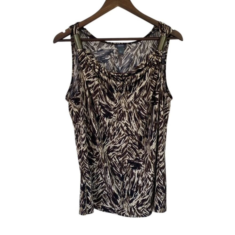 Kenneth Cole Reaction Brown, Tan and Cream Sleeveless Top - Large
